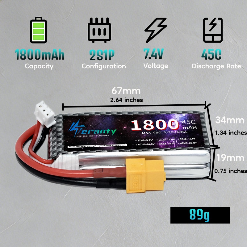 TERANTY 2S 3S 4S 1800mAh Lipo  - Drone Battery Lipo ulasan dan harga